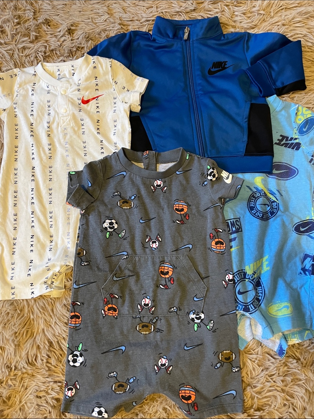 Nike 4pcs Matching Set Rompers w/ Zip up Jacket